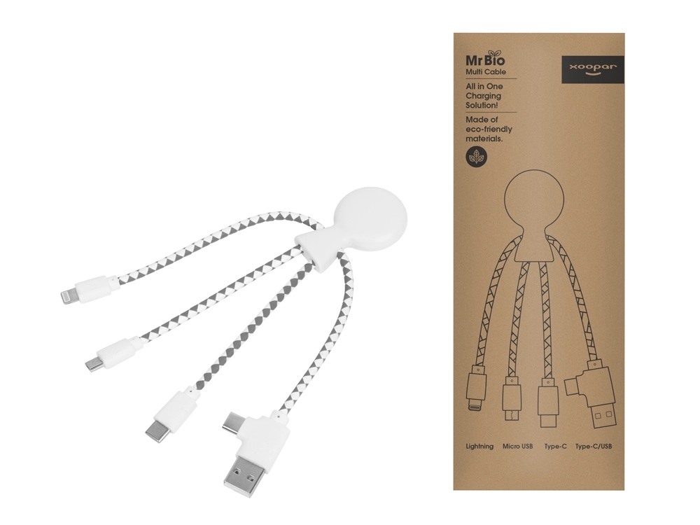 Зарядный кабель «Mr. Bio», белый, пластик