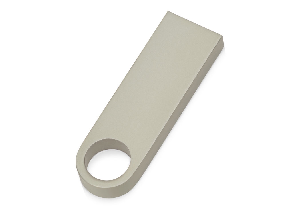 USB 2.0- флешка на 16 Гб с мини чипом, компактный дизайн с круглым отверстием, серебристый, металл