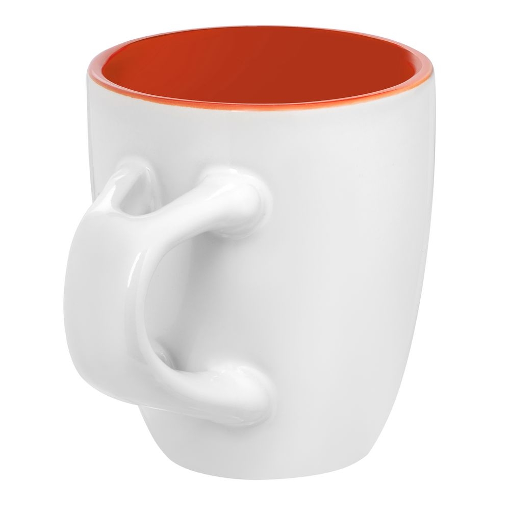 Кофейная кружка Pairy с ложкой, оранжевая с красной, красный, оранжевый, каменная керамика