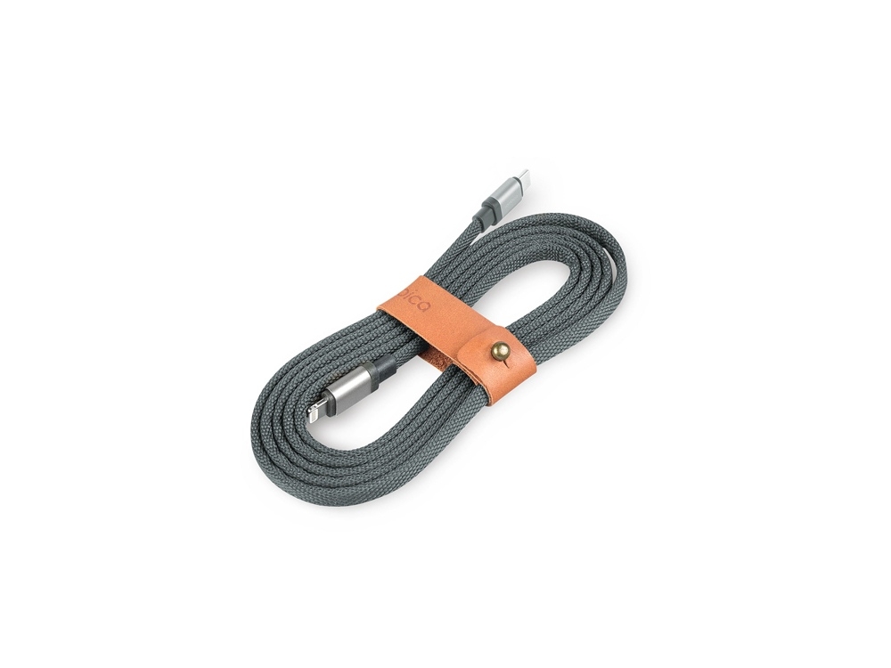 Кабель USB-C - Lightning MFI «LINK-C», QC/PD, 1.5 м, серый, металл