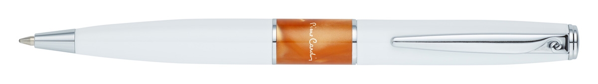 Ручка шариковая Pierre Cardin LIBRA, цвет - белый и оранжевый. Упаковка В, белый, латунь, нержавеющая сталь