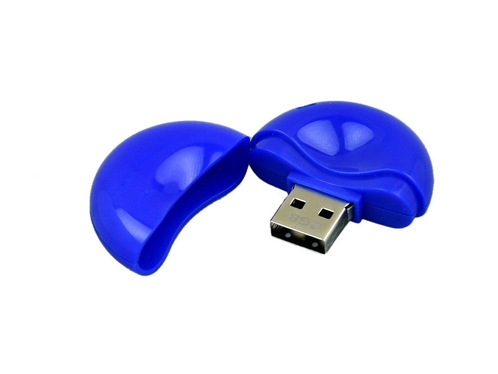 USB 2.0- флешка промо на 16 Гб круглой формы, синий, пластик