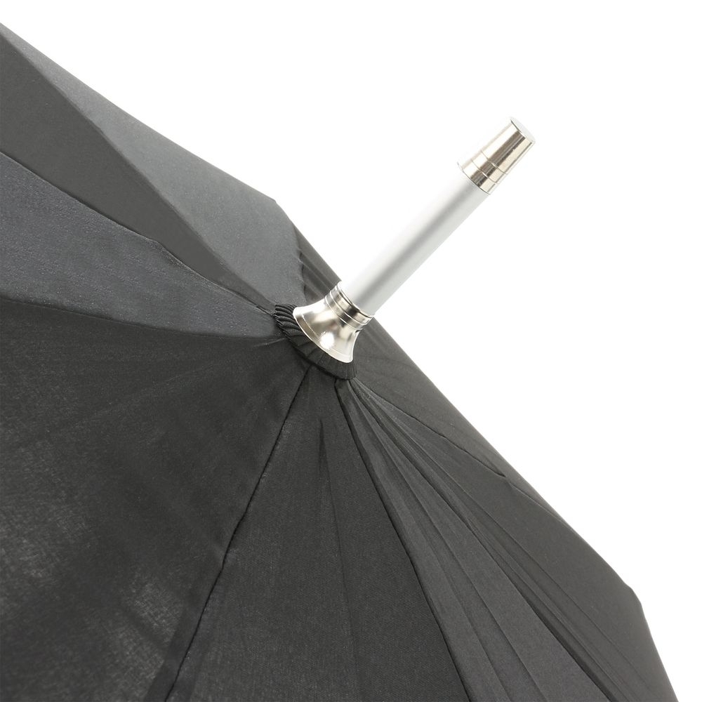 Зонт-трость Alu Golf AC, черный, черный, купол - эпонж, 190t; рама - металл; спицы - стеклопластик; ручка - эва