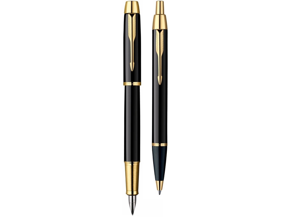Набор Parker «IM Core Black GT»: ручка шариковая, ручка перьевая, черный, желтый, металл