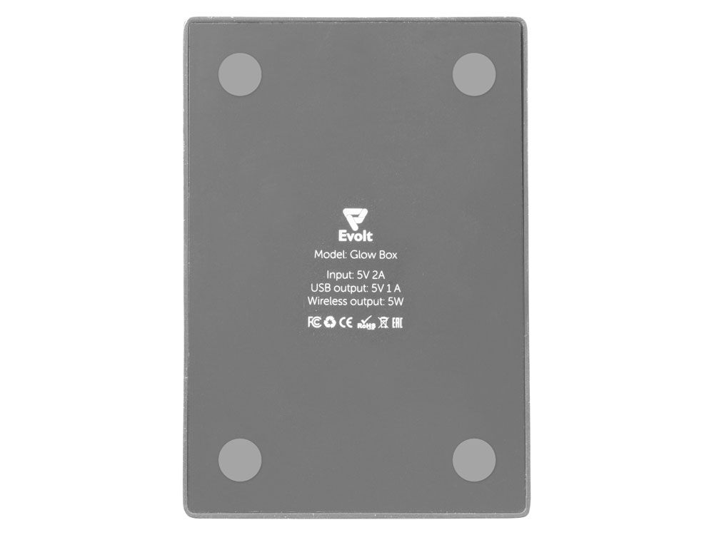 Настольное беспроводное зарядное устройство «Glow Box», серый, soft touch