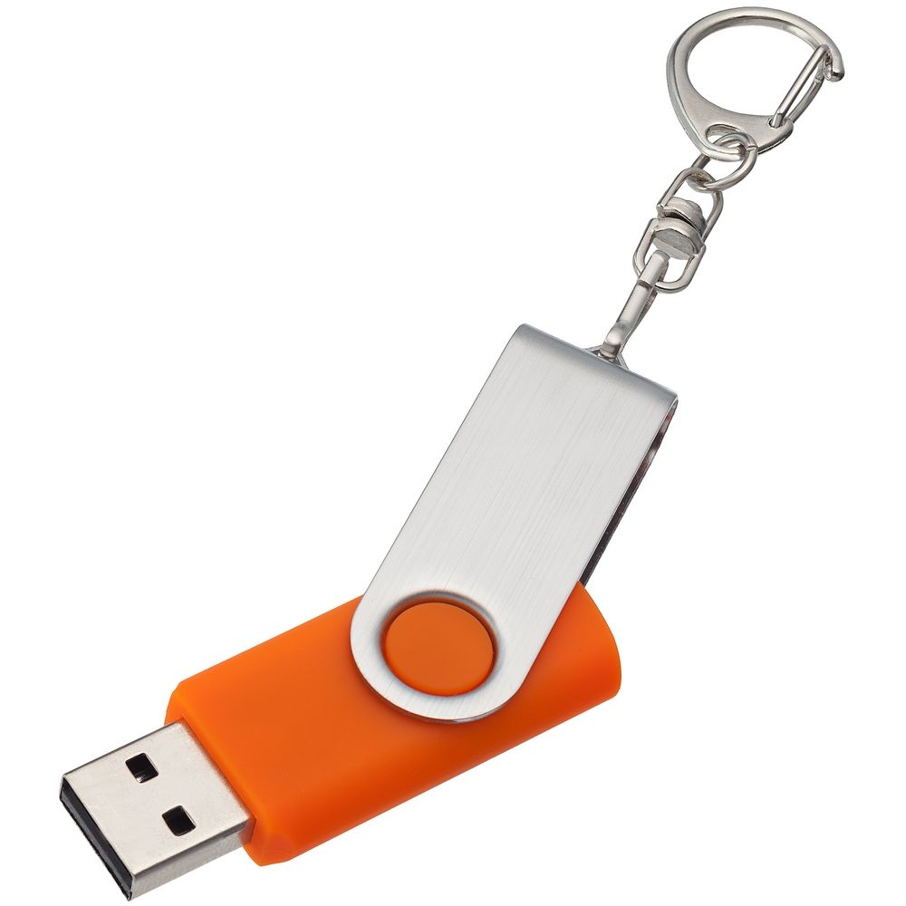 Флешка Twist, оранжевая, 16 Гб, оранжевый, металл; пластик; покрытие софт-тач