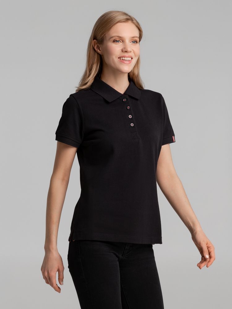 Рубашка поло женская Avon Ladies, черная, черный, пике; хлопок 100%, плотность 240 г/м²