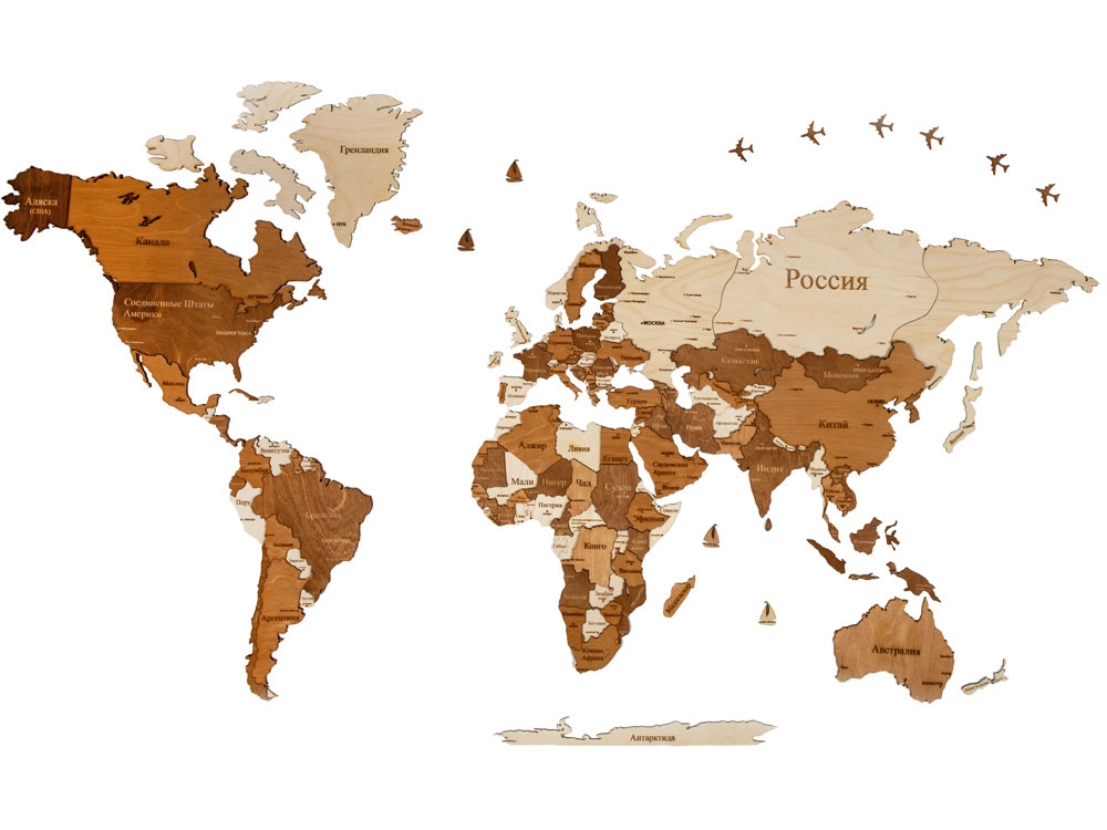 Интерьерная карта мира «World» с логотипом, цвет коричневый, материал  дерево - цена от 3014 руб | Купить в Санкт-Петербурге