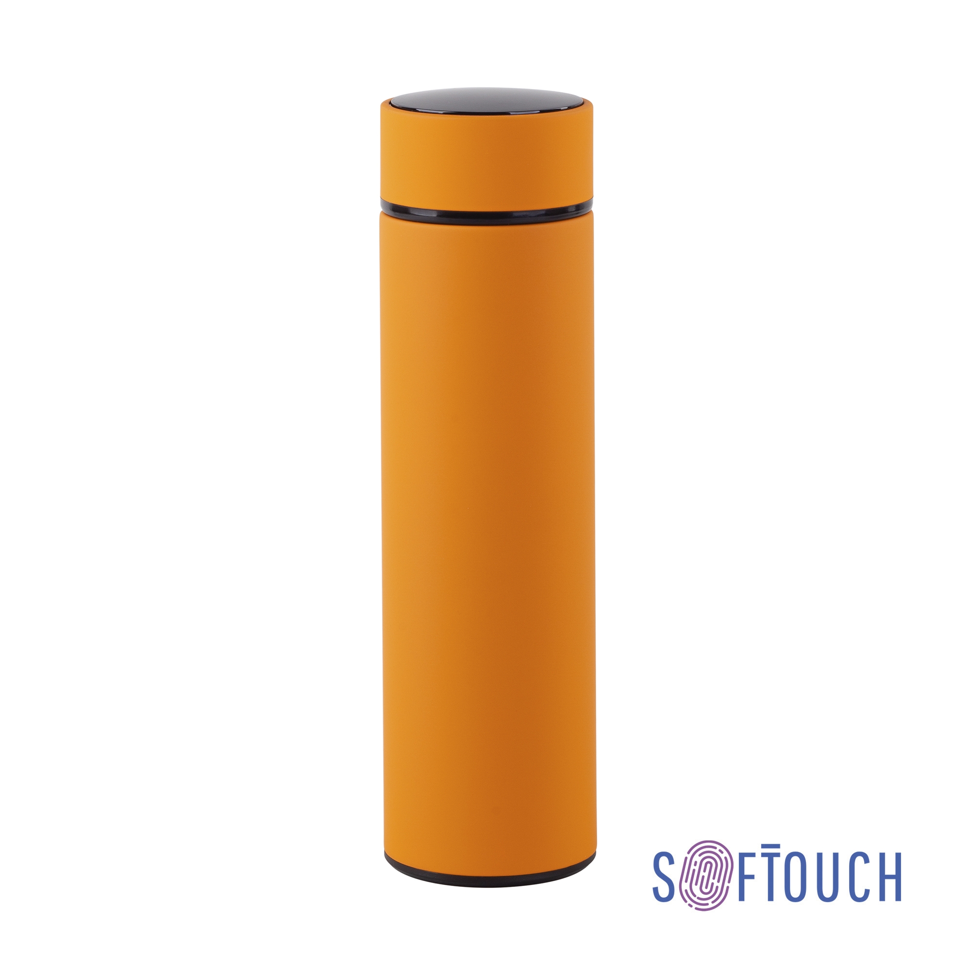 Термос "Бостон" 500 мл с индикацией температуры, soft touch, оранжевый, нержавеющая сталь/soft touch/пластик