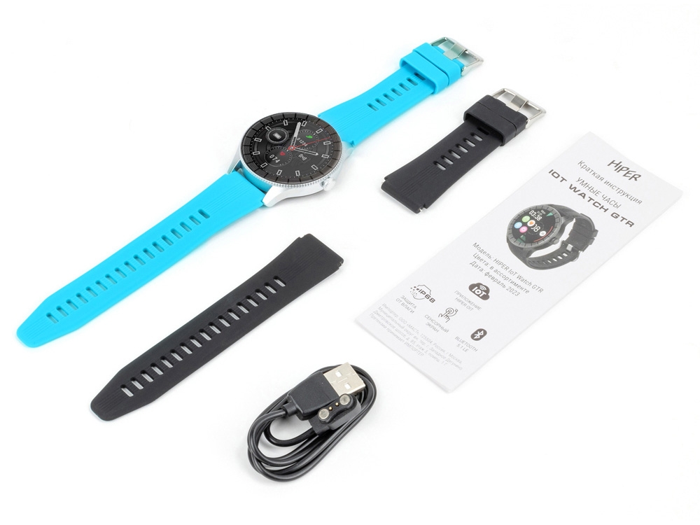 Умные часы «IoT Watch GTR», 2 ремешка в комплекте, черный, голубой