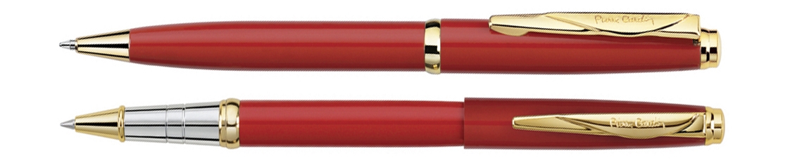 Набор Pierre Cardin PEN&PEN: ручка шариковая + роллер. Цвет - красный.Упаковка Е., красный, латунь