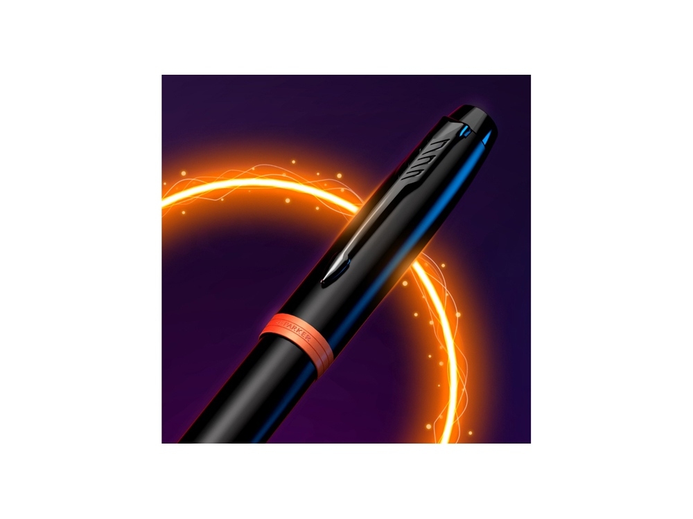 Ручка шариковая Parker «IM Vibrant Rings Flame Orange», черный, оранжевый, металл