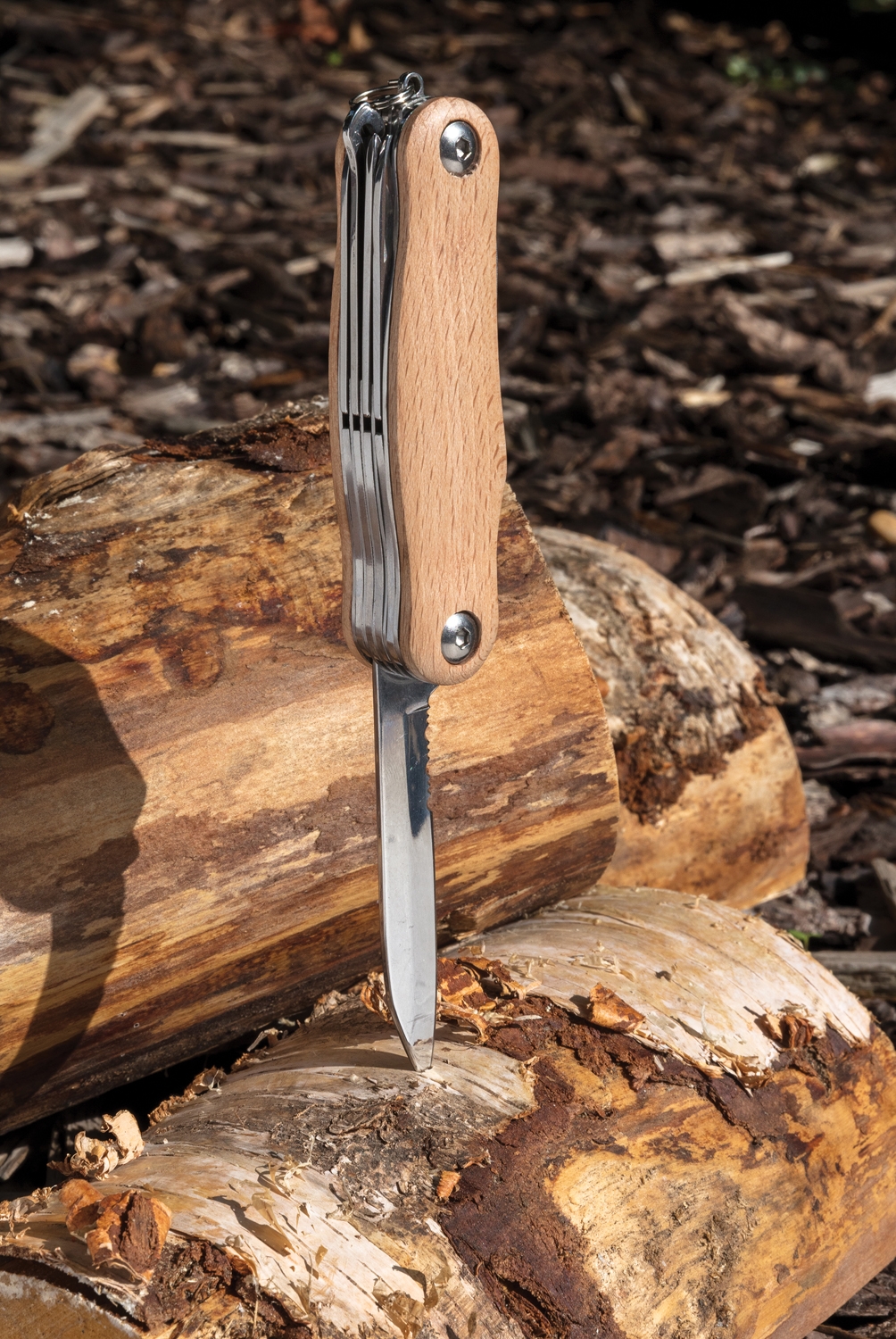 Карманный нож Wood, коричневый, дерево; нержавеющая сталь