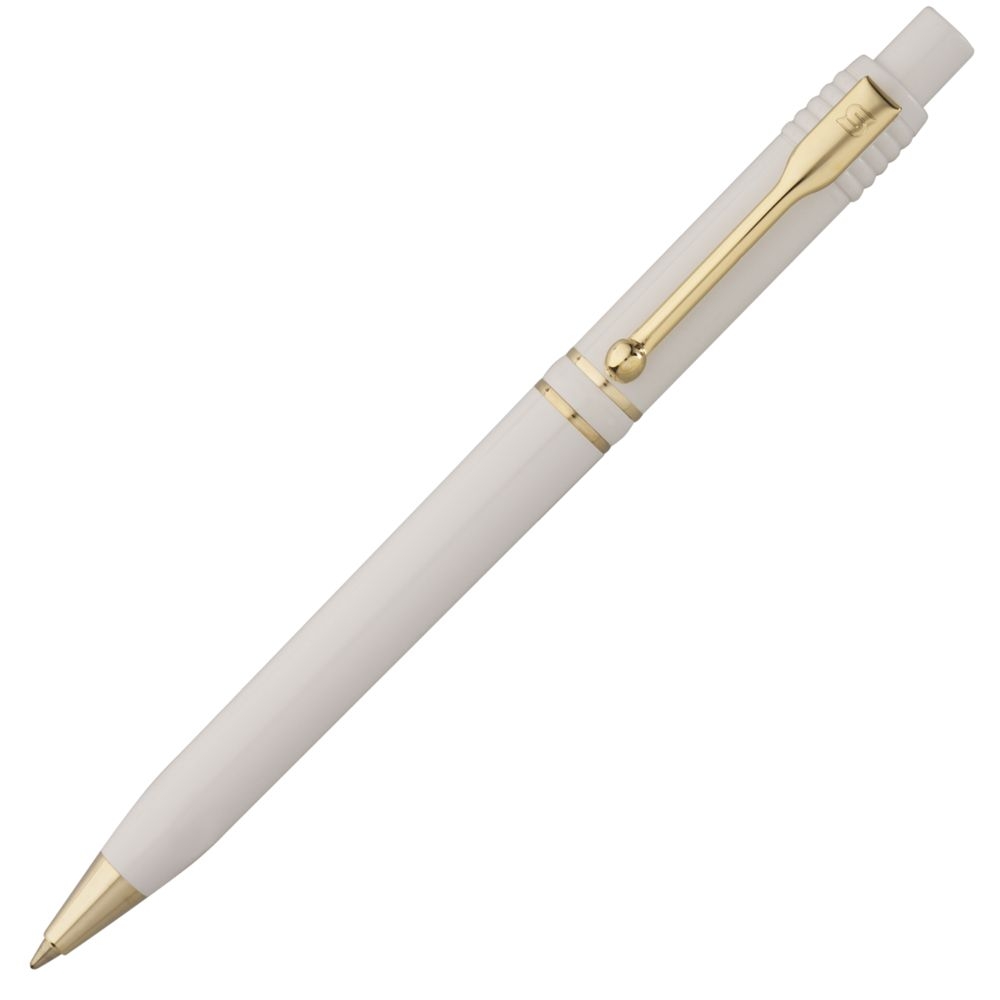 Ручка шариковая Raja Gold, белая, белый, пластик; металл