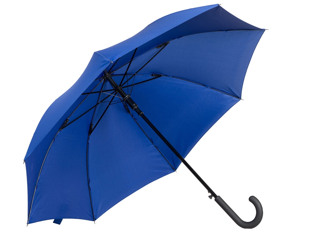 Зонт-трость Reviver  с куполом из переработанного пластика, синий, полиэстер, пластик, soft touch