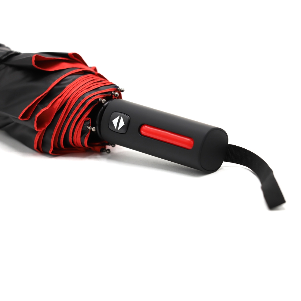 Автоматический противоштормовой складной зонт Sherp, красный, красный
