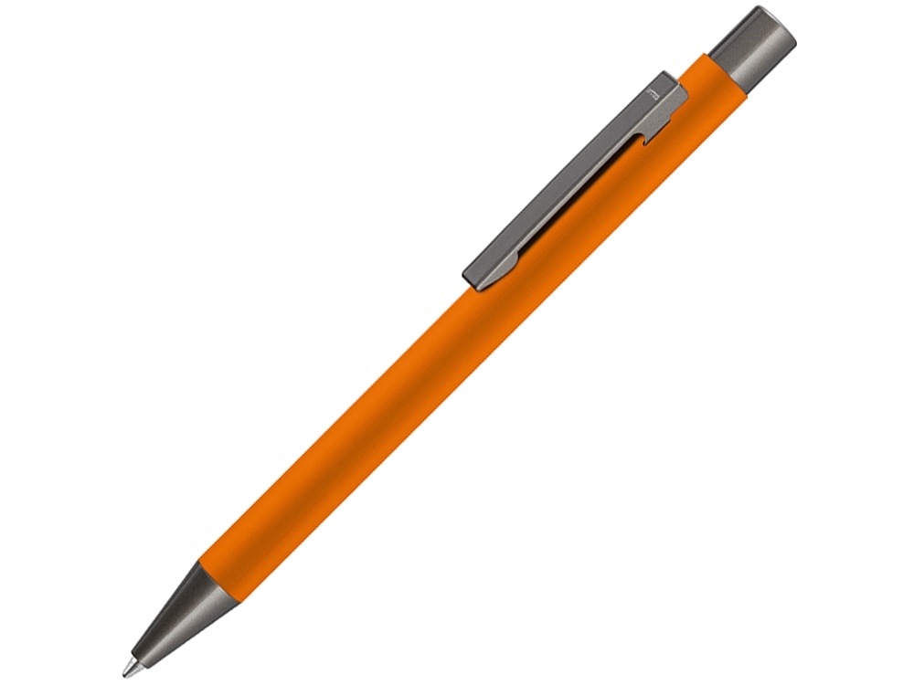 Ручка металлическая шариковая «Straight Gum» soft-touch с зеркальной гравировкой, оранжевый, soft touch