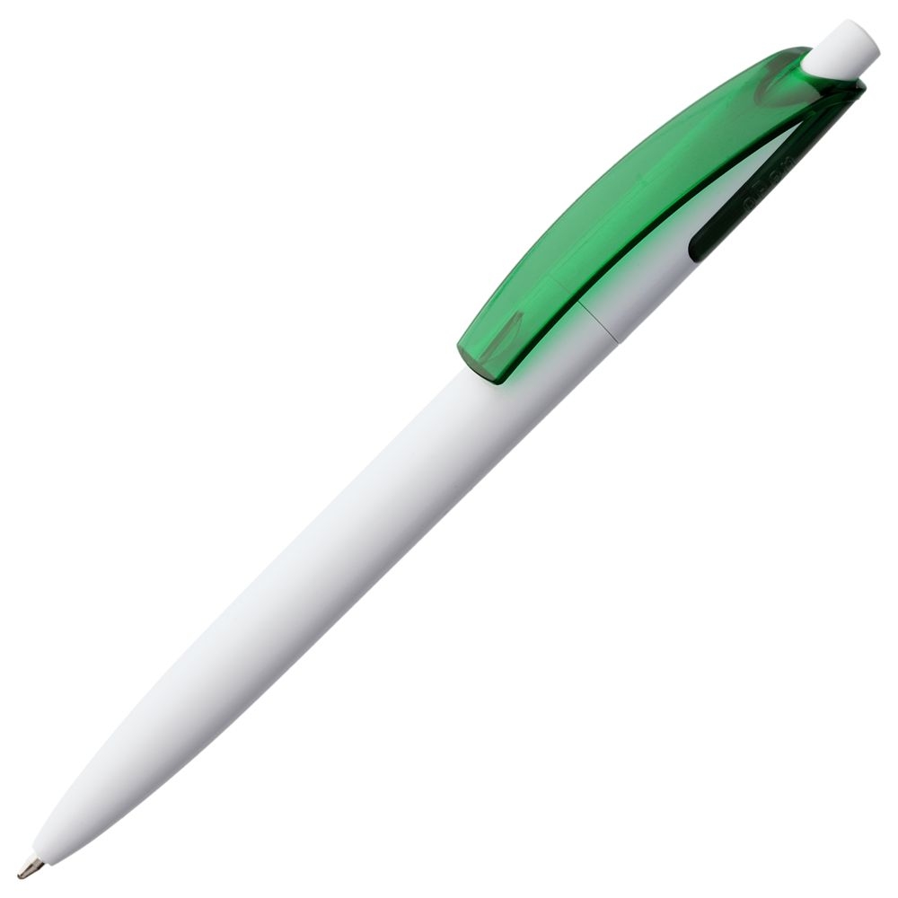 Ручка шариковая Bento, белая с зеленым, зеленый, белый, пластик