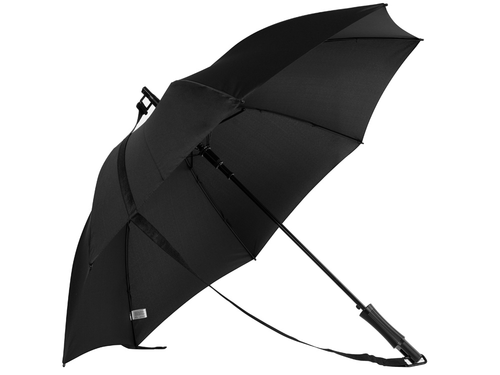 Зонт-трость «Loop» с плечевым ремнем, черный, полиэстер