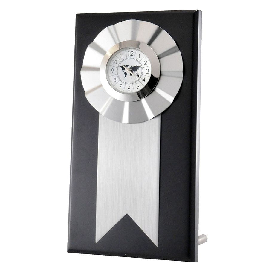 Часы наградные "MEDAL";  22 см, металл, дерево; лазерная гравировка, черный, серебристый, металл, дерево