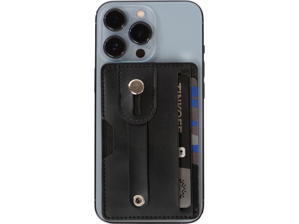 Картхолдер для телефона с держателем и защитой RFID «Lokky», черный, пластик
