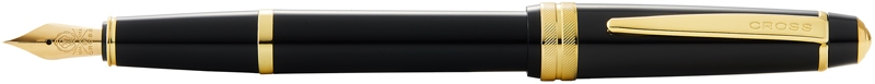 Перьевая ручка Cross Bailey Light Polished Black Resin and Gold Tone, перо F, черный, пластик, латунь, нержавеющая сталь