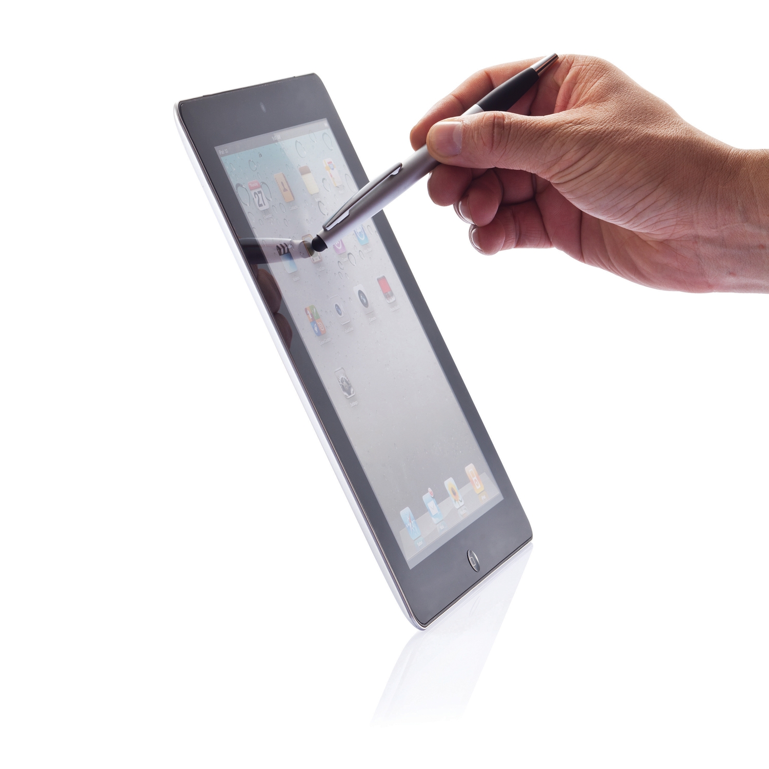 Ручка-стилус Touch 2 в 1, серебристый, нержавеющая сталь; abs