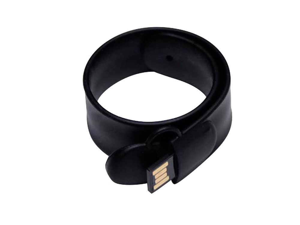 USB 2.0- флешка на 8 Гб в виде браслета, черный, пвх