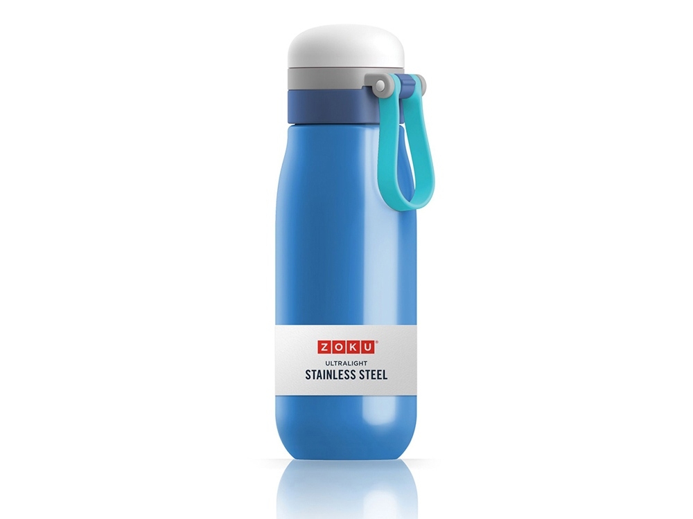 Бутылка вакуумная Zoku, синий, пластик, металл, полипропилен