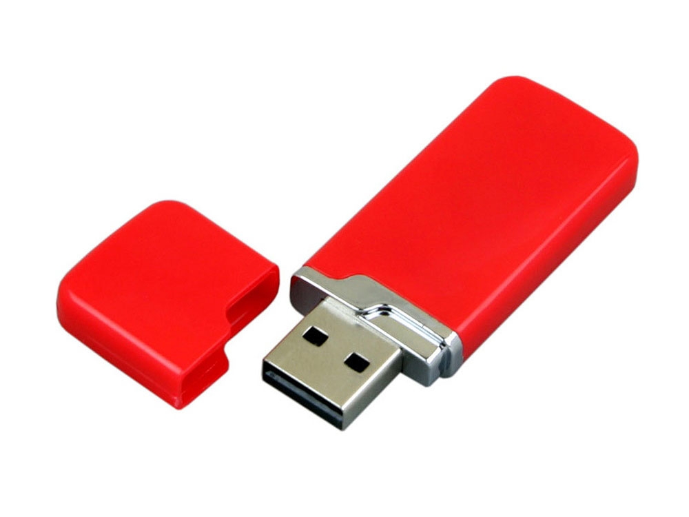 USB 2.0- флешка на 4 Гб с оригинальным колпачком, красный, пластик
