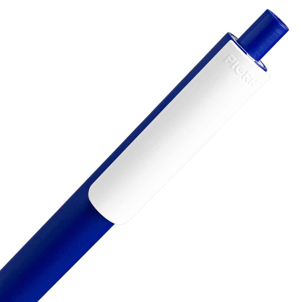 Ручка шариковая Pigra P03 Mat, темно-синяя с белым, синий, белый, пластик