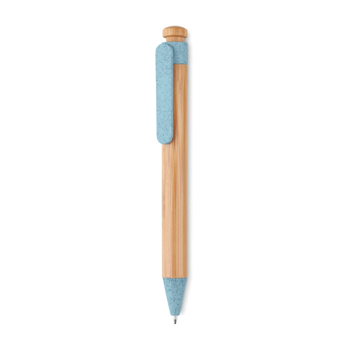 Ручка шариковая из бамбука, синий, бамбук