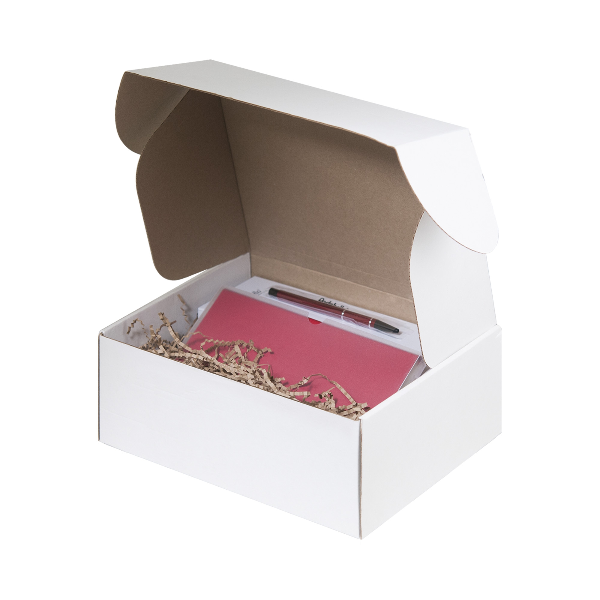 Подарочный набор в малой универсальной коробке, красный (спортбутылка, ежедневник, ручка), белый