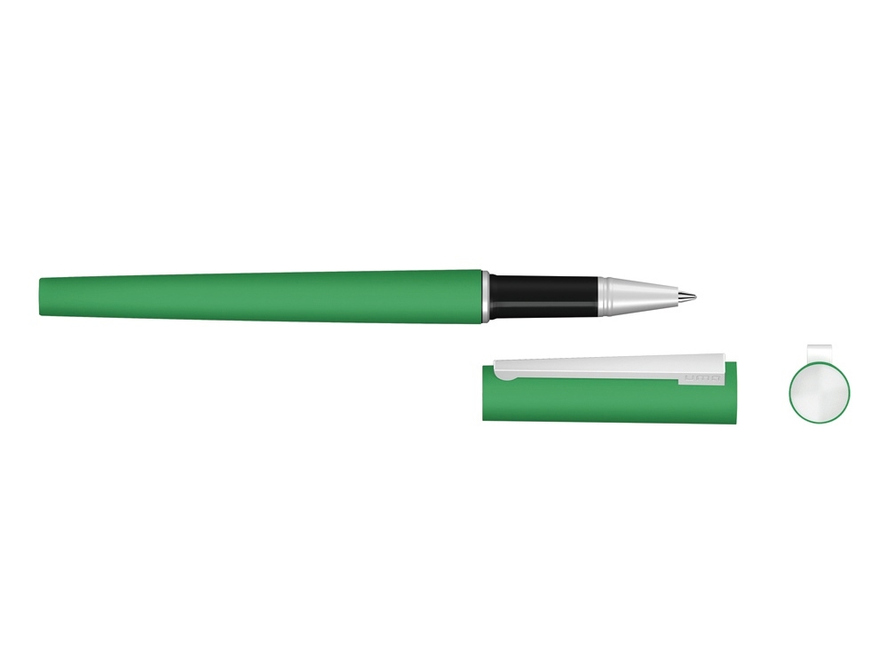 Ручка металлическая роллер «Brush R GUM» soft-touch с зеркальной гравировкой, зеленый, soft touch