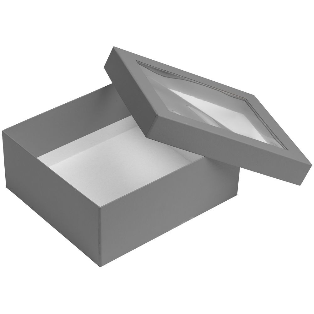 Коробка Teaser с окном, серая, серый, картон