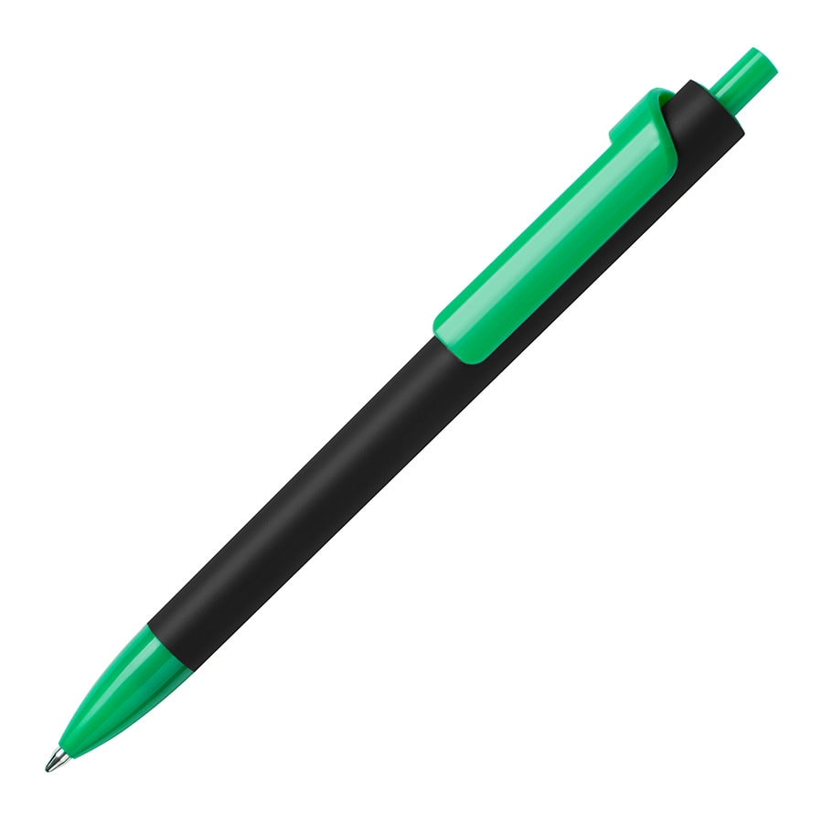 Ручка шариковая FORTE SOFT BLACK, черный/зеленый, пластик, покрытие soft touch, черный, зеленый, пластик, покрытие soft touch