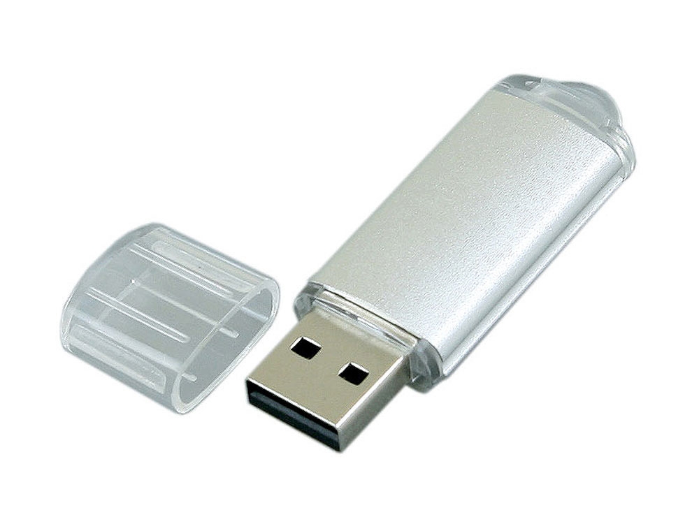 USB 2.0- флешка на 4 Гб с прозрачным колпачком, серебристый, металл