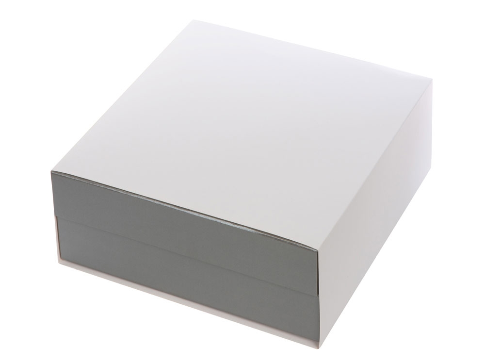 Коробка разборная с магнитным клапаном, серебристый, картон, бумага