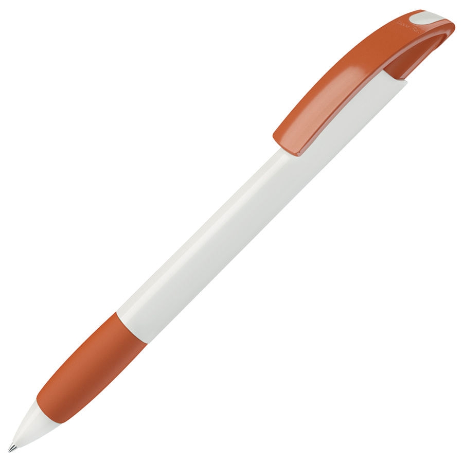 NOVE, ручка шариковая с грипом, оранжевый/белый, пластик, белый, оранжевый, пластик, прорезиненная поверхность