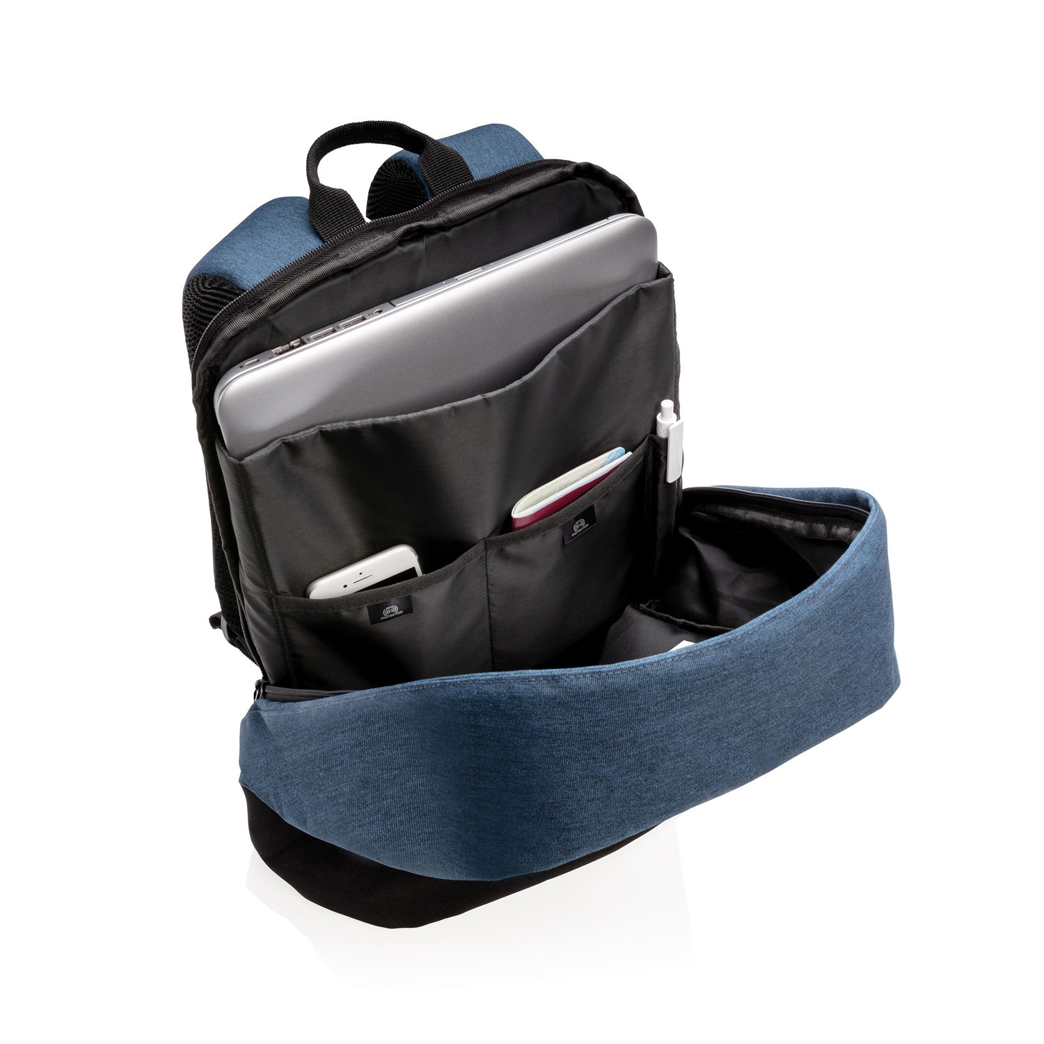 Стандартный антикражный рюкзак, без ПВХ, синий, полиэстер