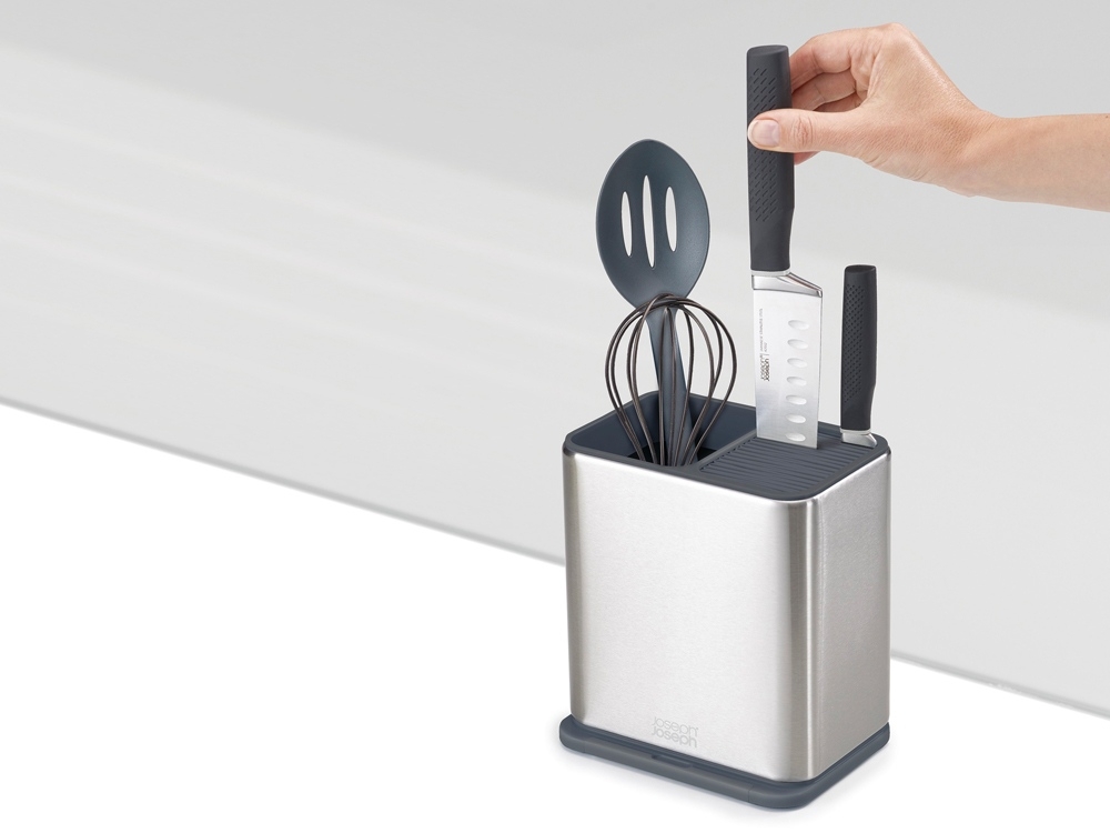 Органайзер для кухонной утвари и ножей «Surface», черный, серебристый, пластик, металл