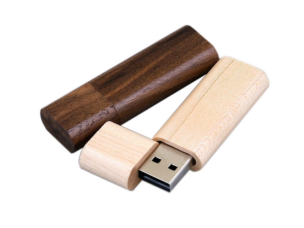 USB 3.0- флешка на 64 Гб эргономичной прямоугольной формы с округленными краями, коричневый, дерево