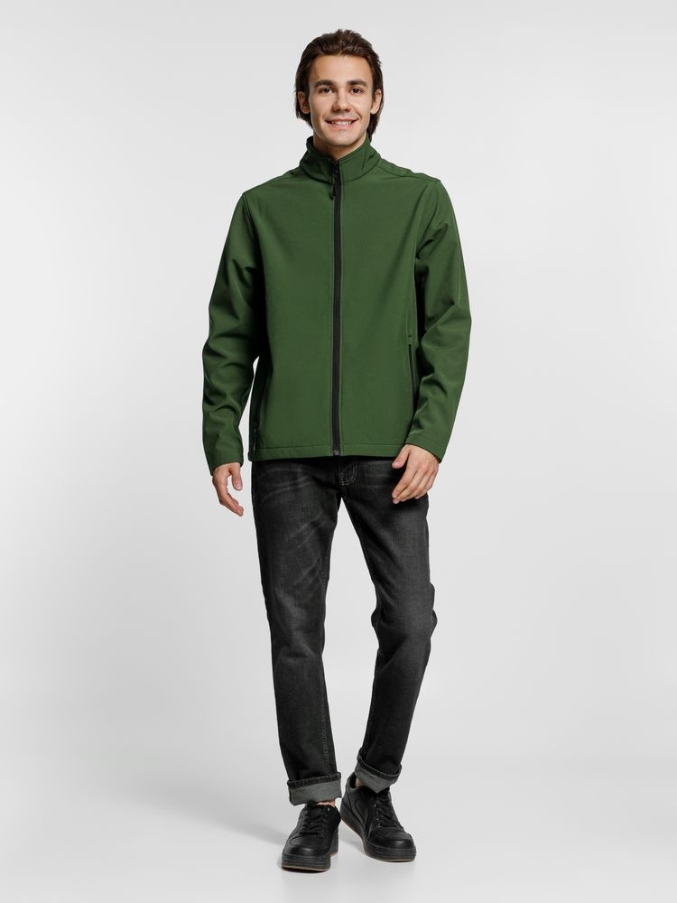 Куртка софтшелл мужская Race Men, темно-зеленая, зеленый, флис
