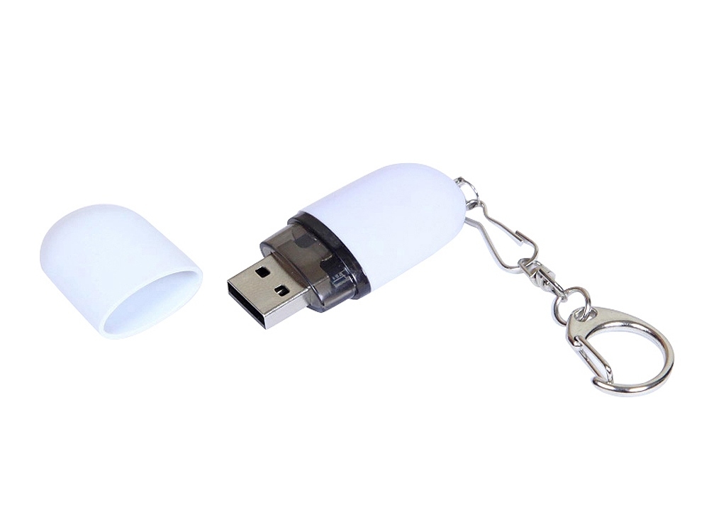 USB 2.0- флешка промо на 16 Гб каплевидной формы, белый, пластик
