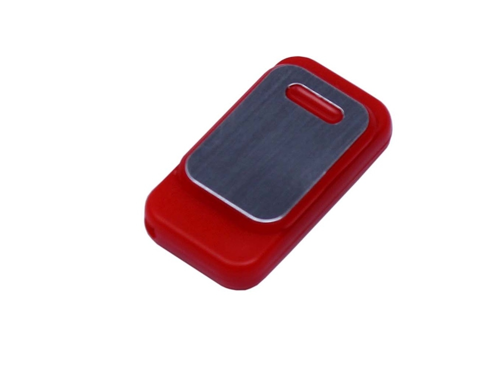 USB 2.0- флешка промо на 8 Гб прямоугольной формы, выдвижной механизм, красный, пластик