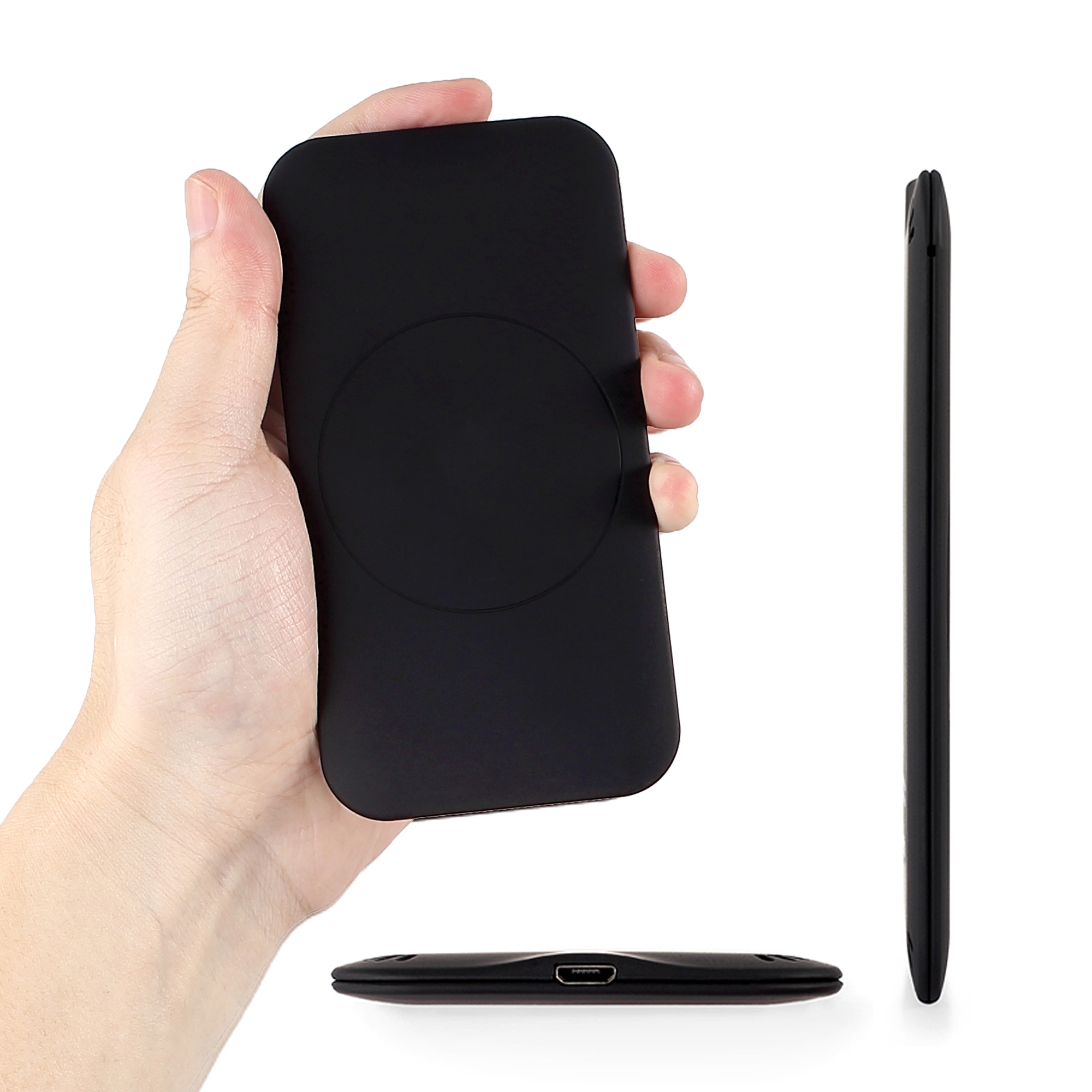 Настольное беспроводное зарядное устройство "Slim SOFTTOUCH", черный, пластик/soft touch