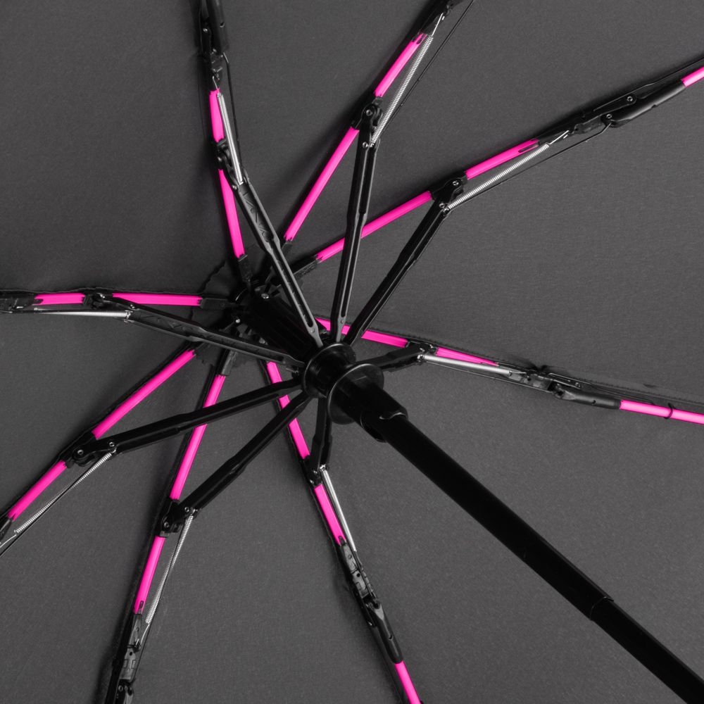Зонт складной AOC Mini с цветными спицами, розовый, розовый, 190t; ручка - пластик, купол - эпонж, сталь, покрытие софт-тач; каркас - стеклопластик