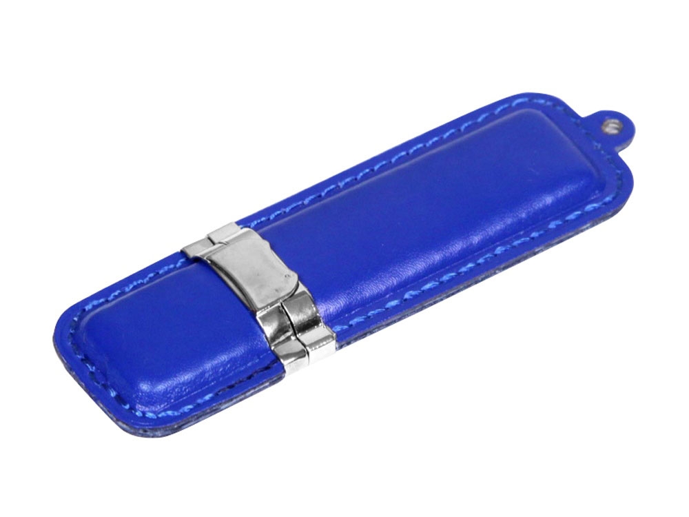 USB 3.0- флешка на 128 Гб классической прямоугольной формы, серебристый, кожа