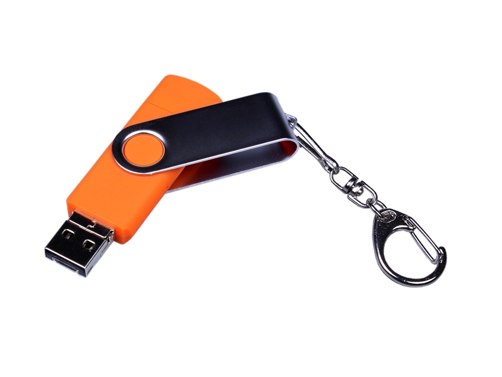 USB 3.0/micro USB/Type-C- флешка на 32 Гб с поворотным механизмом, оранжевый, пластик