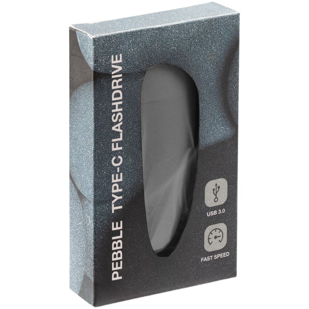 Флешка Pebble Type-C, USB 3.0, серая, 32 Гб, серый, пластик, покрытие, имитирующее камень